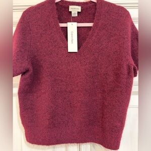 NWT SZ L Calvin Klein Women's V-Neck Sweater in Wine